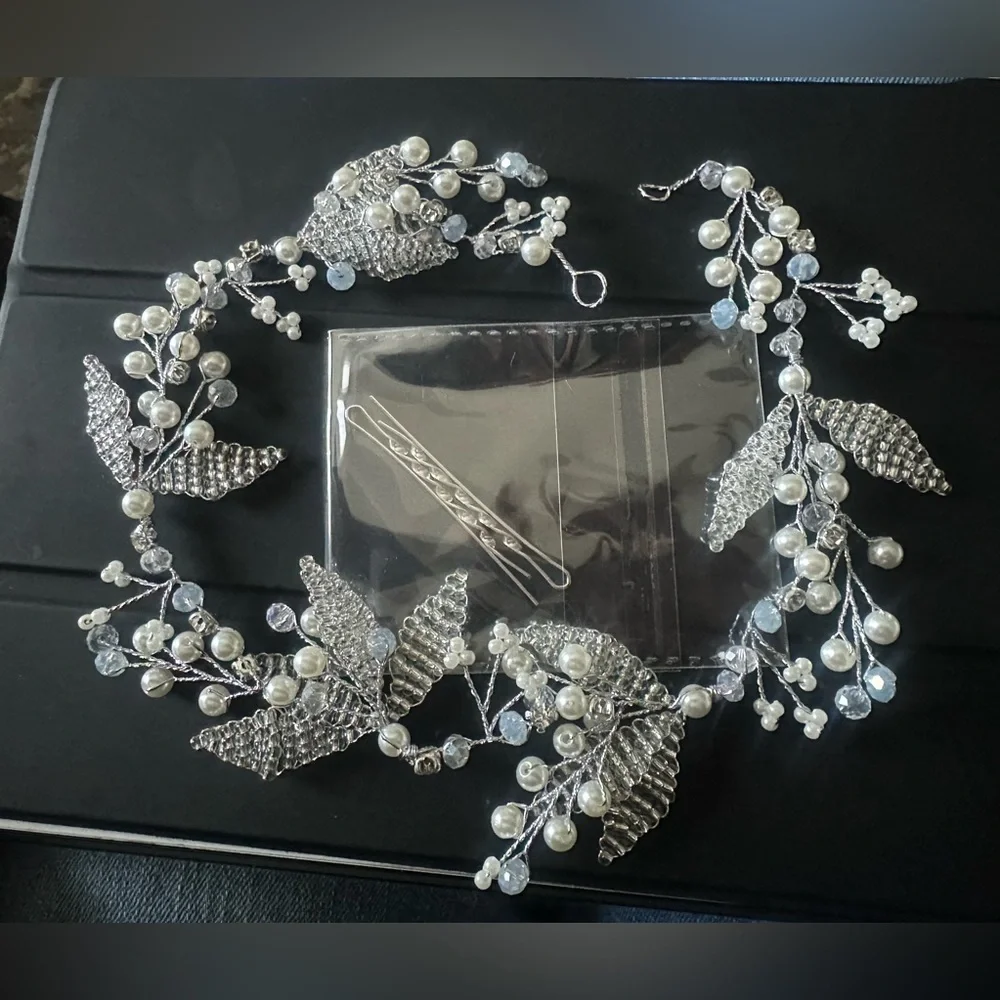 Bridal hair accessories, jeweler's wire with pearls, jewelry, band, wreath, vine